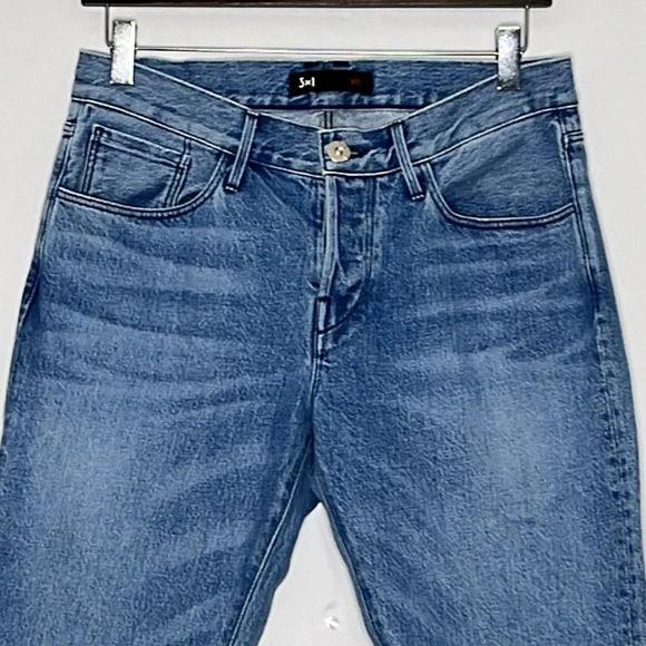 3 x 1 NYC Button Fly Fringed & Cropped Relaxed Fit Jeans in Stella - Size 27 - Picture 2 of 7